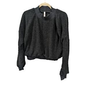 Fabletics Cozy Sherpa Cropped Mock Neck Pullover Sweater Womens Size XL Black